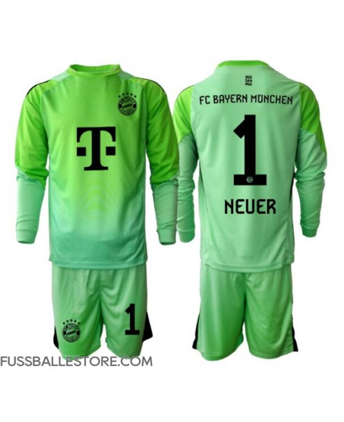 Günstige Bayern Munich Manuel Neuer #1 Torwart Heimtrikotsatz Kinder 2025-26 Langarm (+ Kurze Hosen)